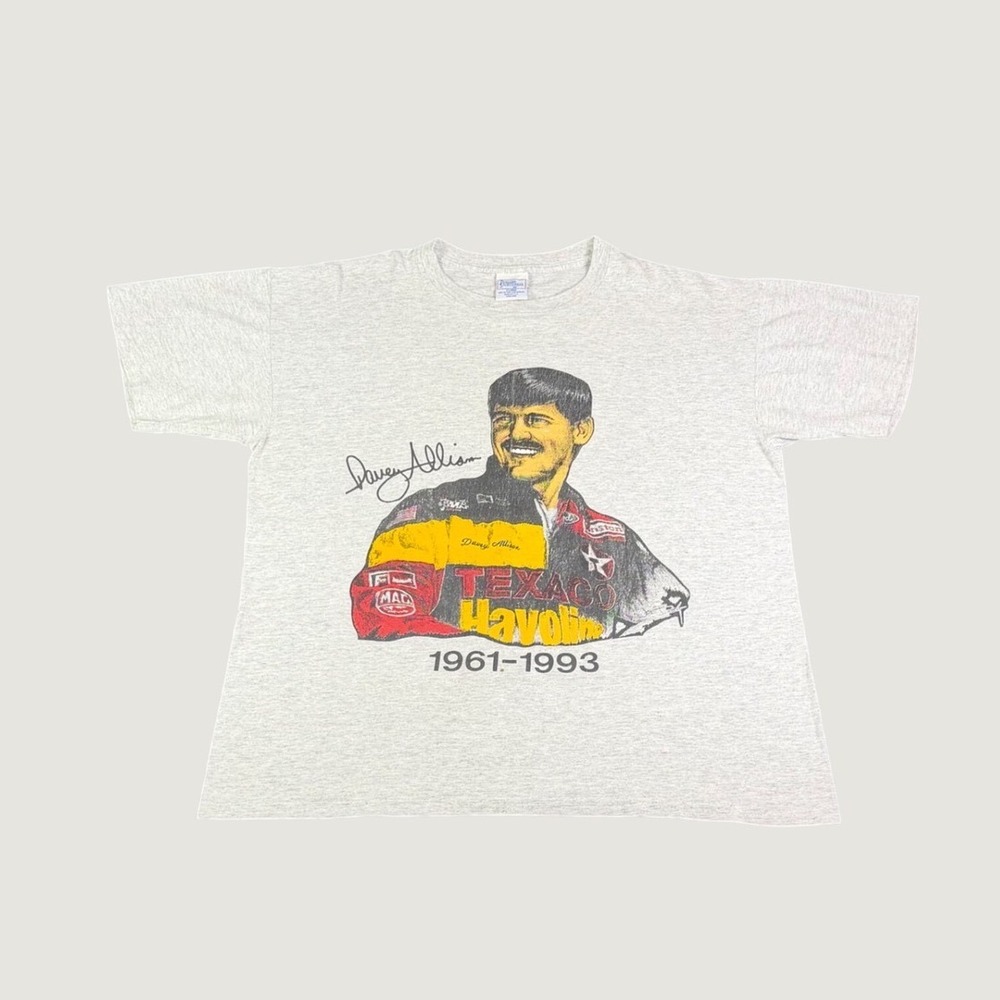 Vintage Davey Allison Nascar Memorial T-Shirt Premier Sportswear Gray XL USA